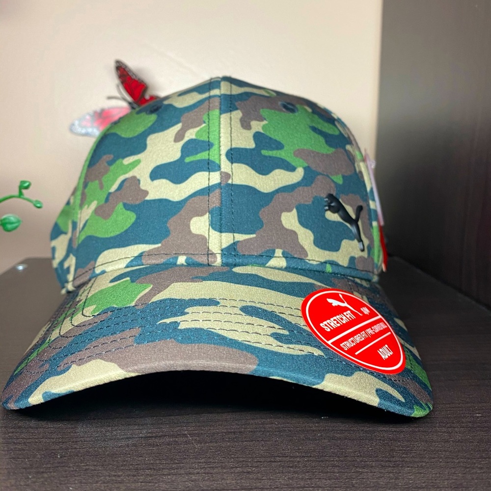 PUMA ADULT HAT S/M GREEN BROWN CAMO NWT